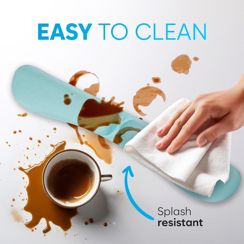 KLIM Mouse & Keyboard Wrist Rest Set - Silky Gel Memory Foam - Ergonomic Wrist Rest for Computer Keyboard, Wrist Pad for Keyboard + Wrist Rest for Mouse Gaming and Office - Pain Relief - Light Blue - Image 4